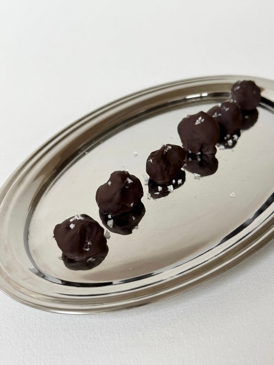 Mix of 16 Truffles: 8 Gourmet Dark Chocolate Truffles with Porcini Mushrooms & 8 Salted Caramel Truffles