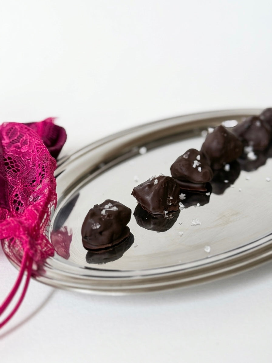 Mix of 16 Truffles: 8 Gourmet Dark Chocolate Truffles with Porcini Mushrooms & 8 Salted Caramel Truffles