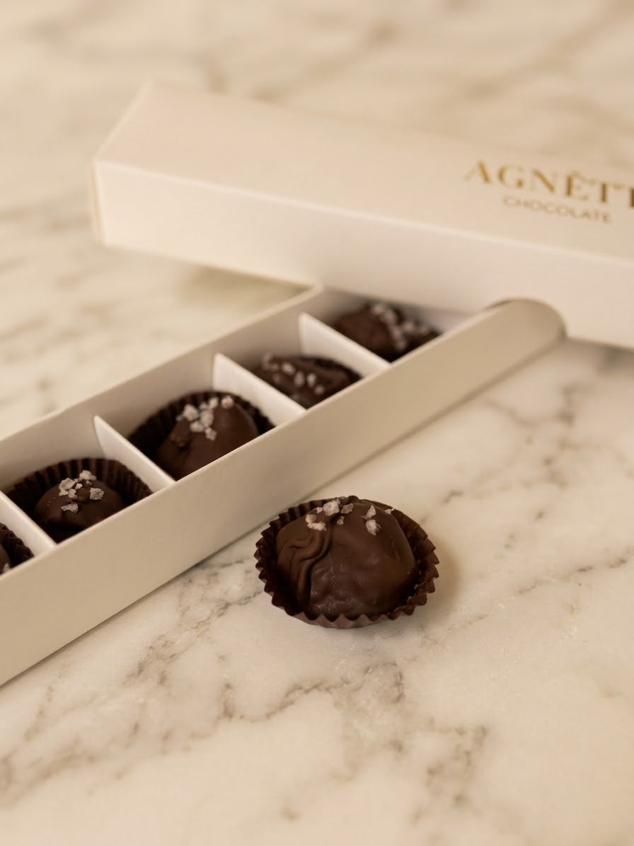 Mix of 16 Truffles: 8 Gourmet Dark Chocolate Truffles with Porcini Mushrooms & 8 Salted Caramel Truffles